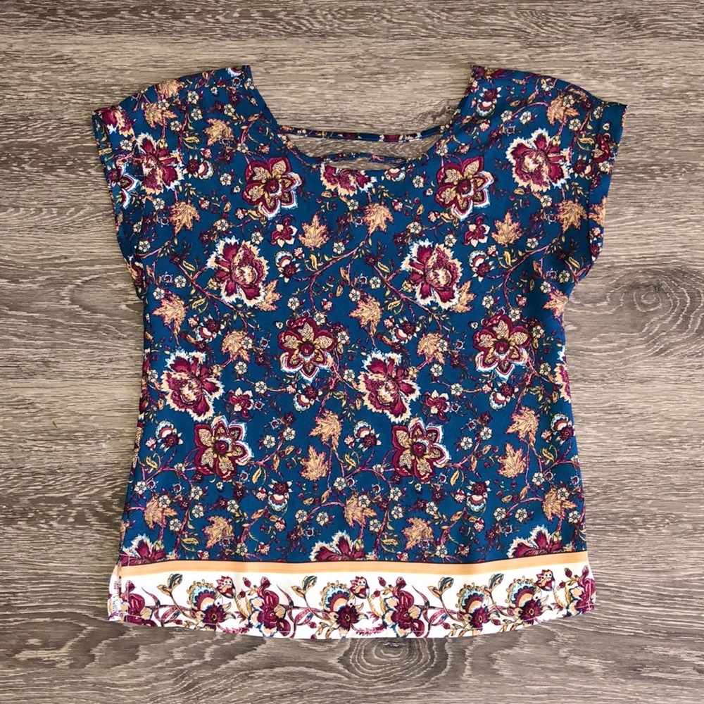 Pink Rose short sleeve floral blouse